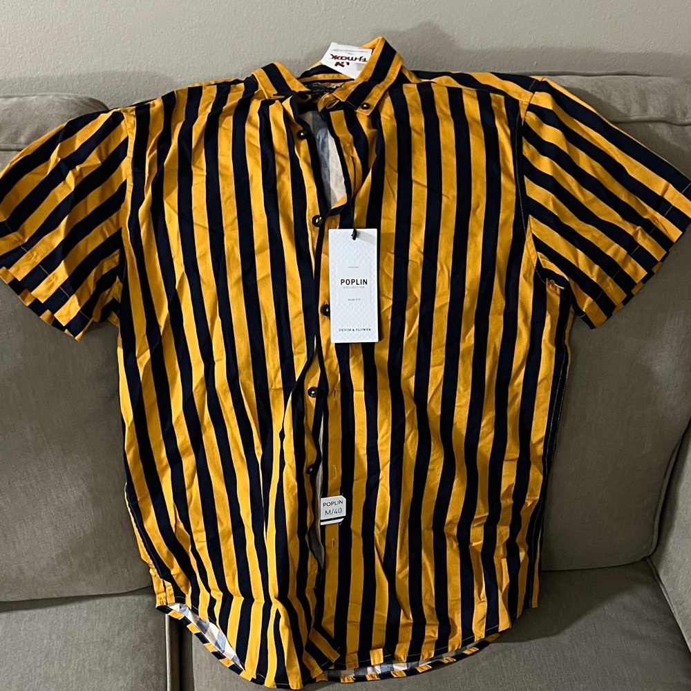 Denim & Flower Yellow and Black Striped Shirt